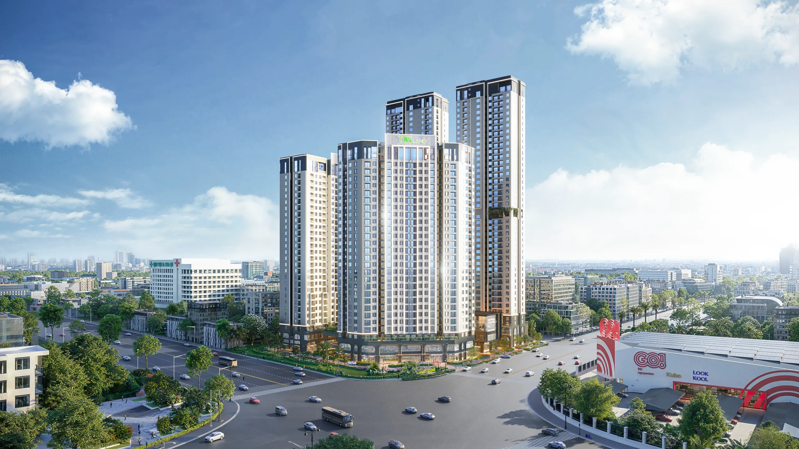 Phối cảnh mặt đứng 4 block căn hộ Green Skyline tại Quốc lộ 1K, phường Đông Hòa, TP. Hồ Chí Minh